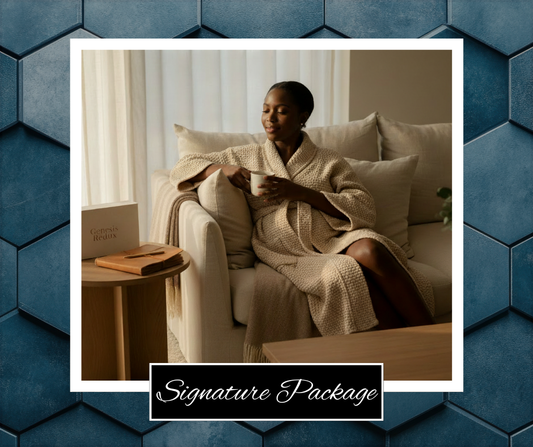 Supported postpartum woman in a serene home setting, representing Genesis Reset Signature postpartum nursing concierge care