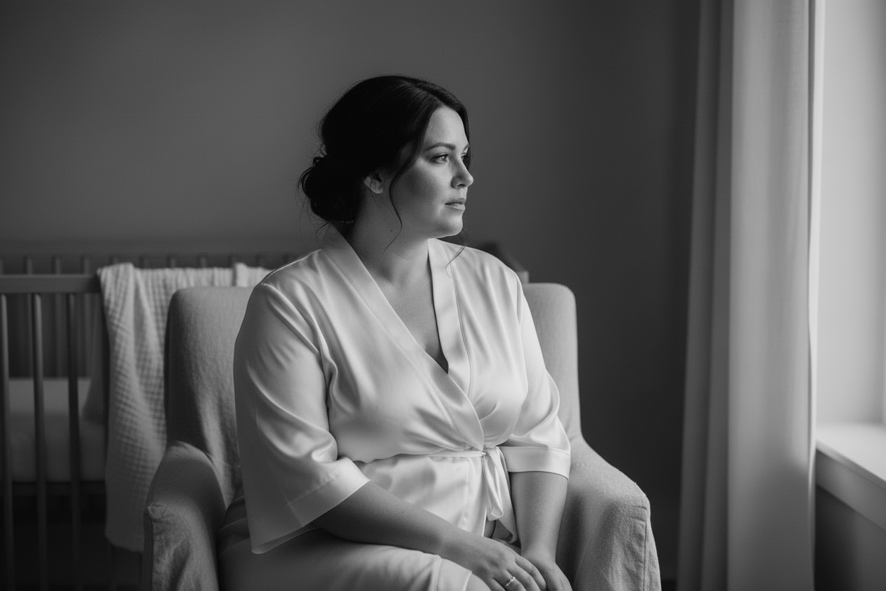 Registered nurse providing in-home postpartum clinical assessment to new mother in Houston